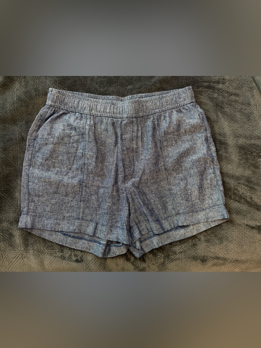 Old Navy Heathered Blue Linen-Blend Shorts